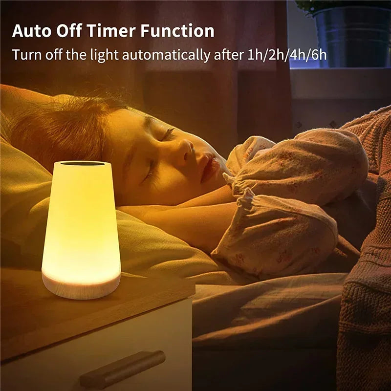 Seven Crow Wood Touch Nightlight Desk Lamp Bedroom Bedside Lamp Painted Atmosphere Lamp Color TV U Lamp Bedside Touch Desk.