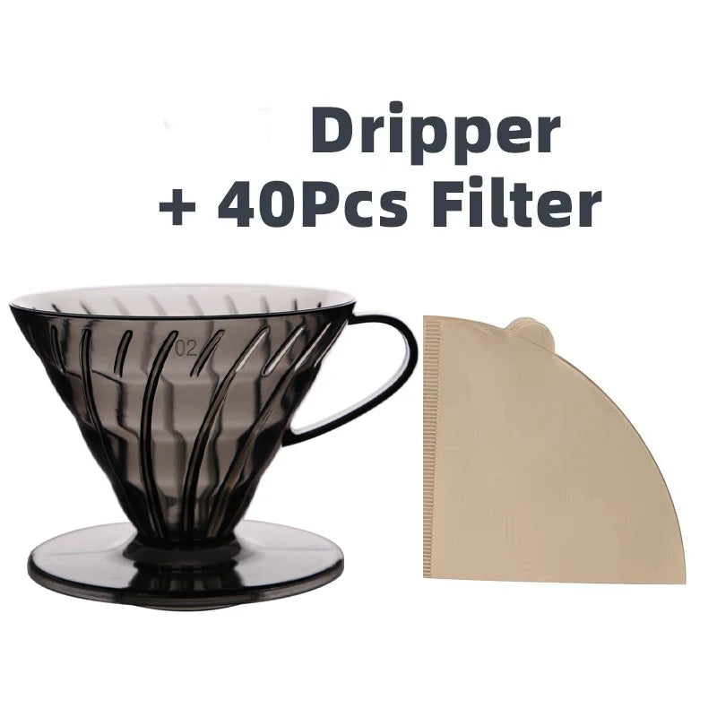 Black Cone Resin Coffee Dripper – Heat-Resistant Brewer (1–4 Cups)