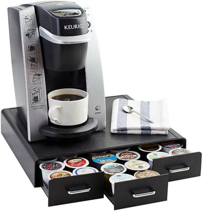 Sleek Black Coffee Pods Storage Drawer - Holds 36 K-Cup Pods!