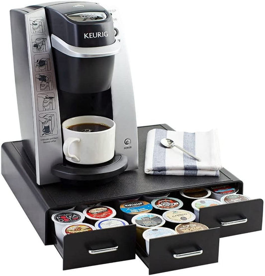 Sleek Black Coffee Pods Storage Drawer - Holds 36 K-Cup Pods!