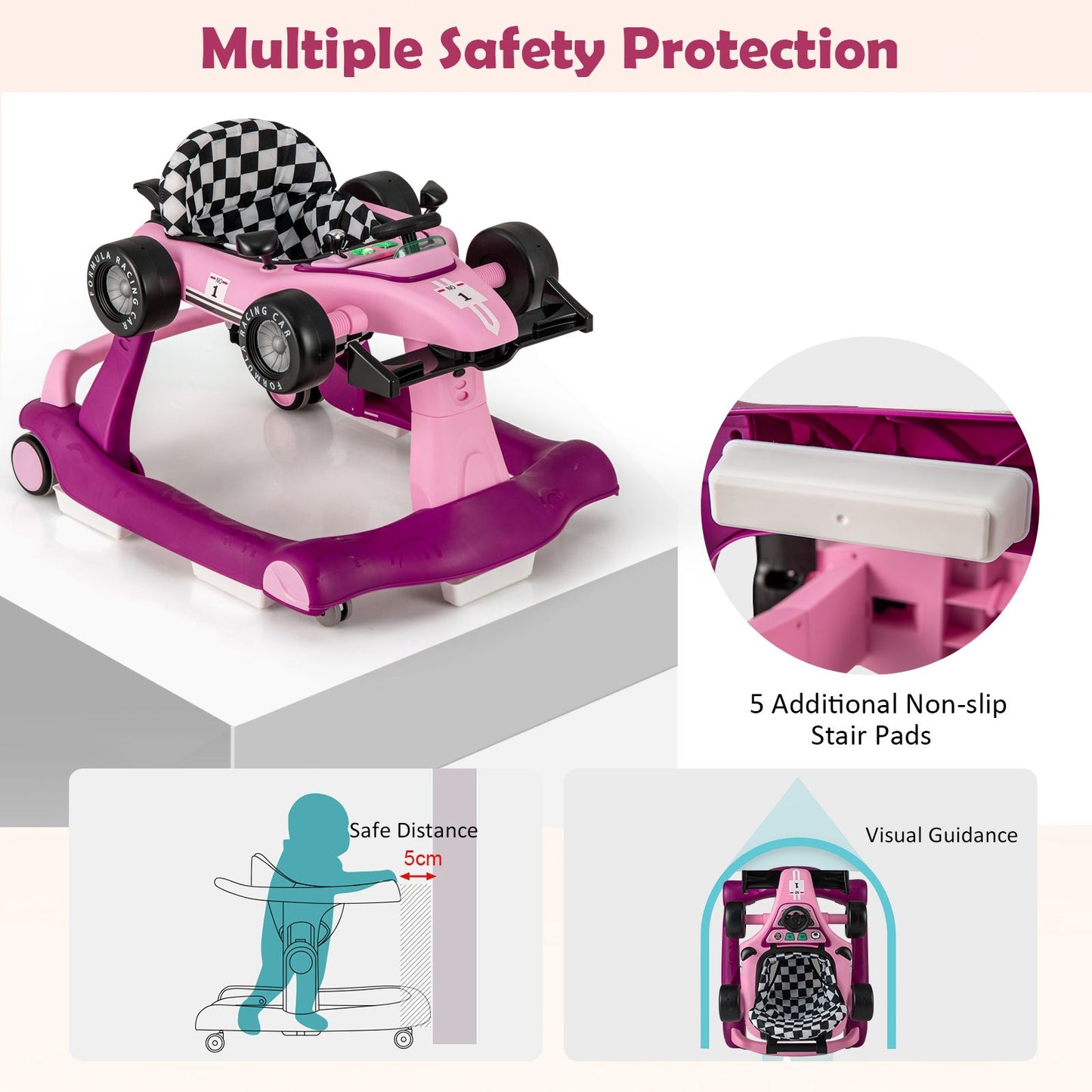 Versatile 4-in-1 Baby Push Walker - Adjustable Height & Speed for Growing Tots!