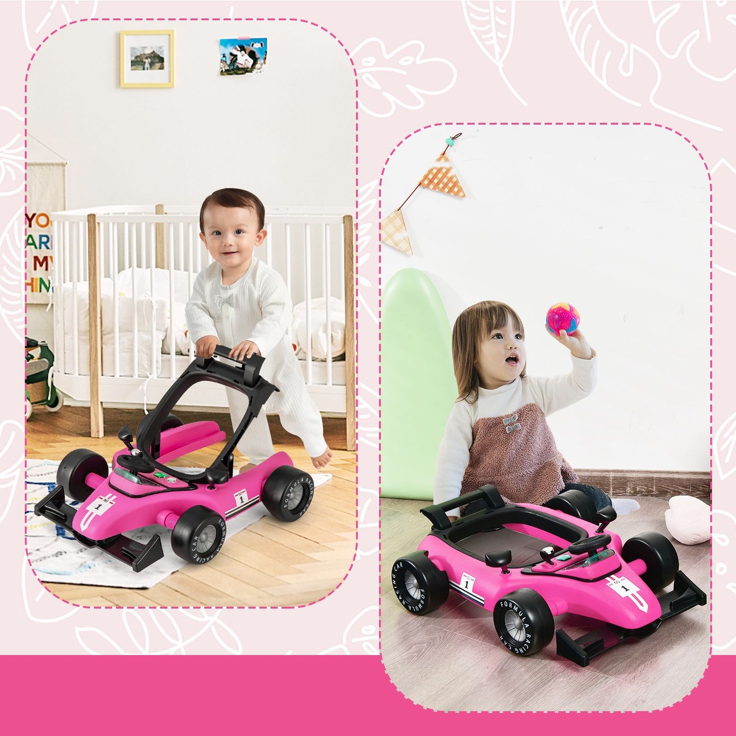 Versatile 4-in-1 Baby Push Walker - Adjustable Height & Speed for Growing Tots!