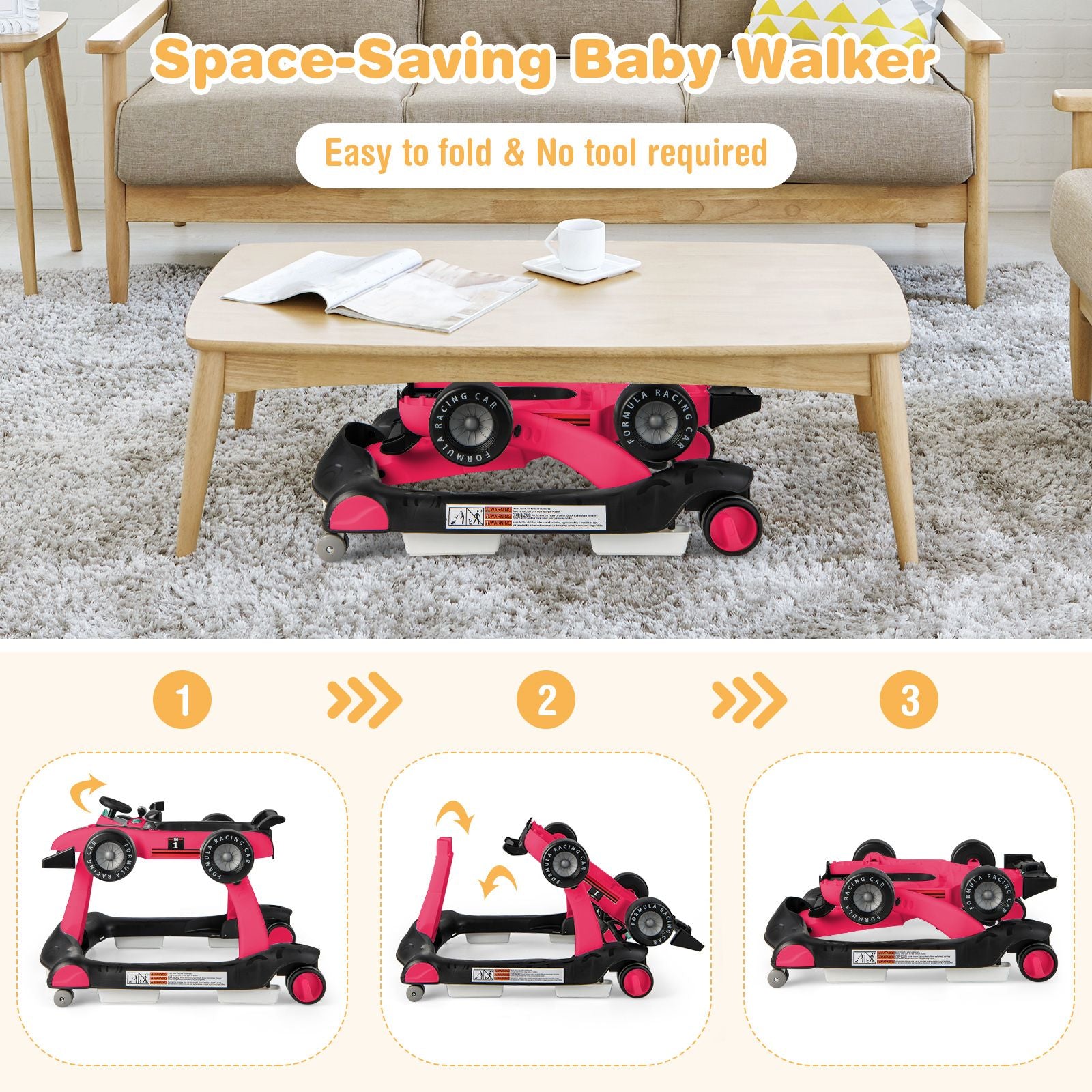 Versatile 4-in-1 Baby Push Walker - Adjustable Height & Speed for Growing Tots!