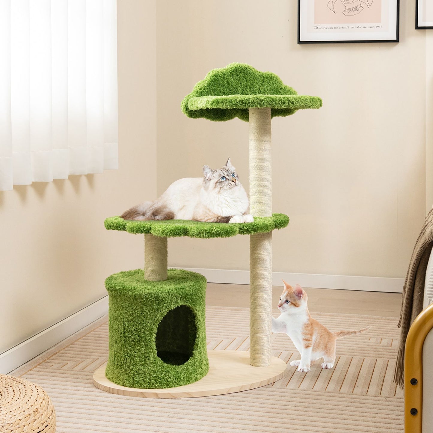 Charming 97 Cm Cat Tree with Durable Sisal Scratching Posts - Perfect for Play and Relaxation!