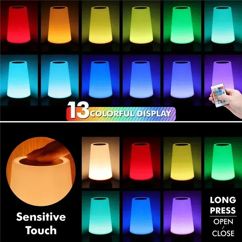 Seven Crow Wood Touch Nightlight Desk Lamp Bedroom Bedside Lamp Painted Atmosphere Lamp Color TV U Lamp Bedside Touch Desk.