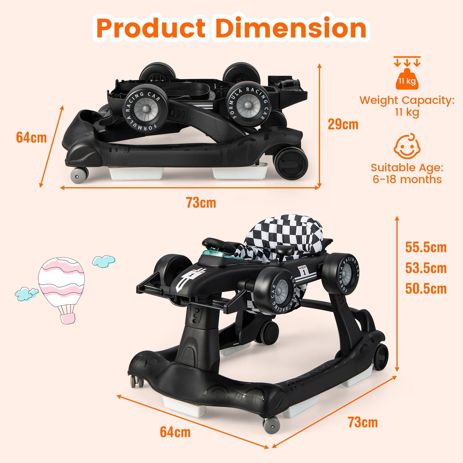 Versatile 4-in-1 Baby Push Walker - Adjustable Height & Speed for Growing Tots!