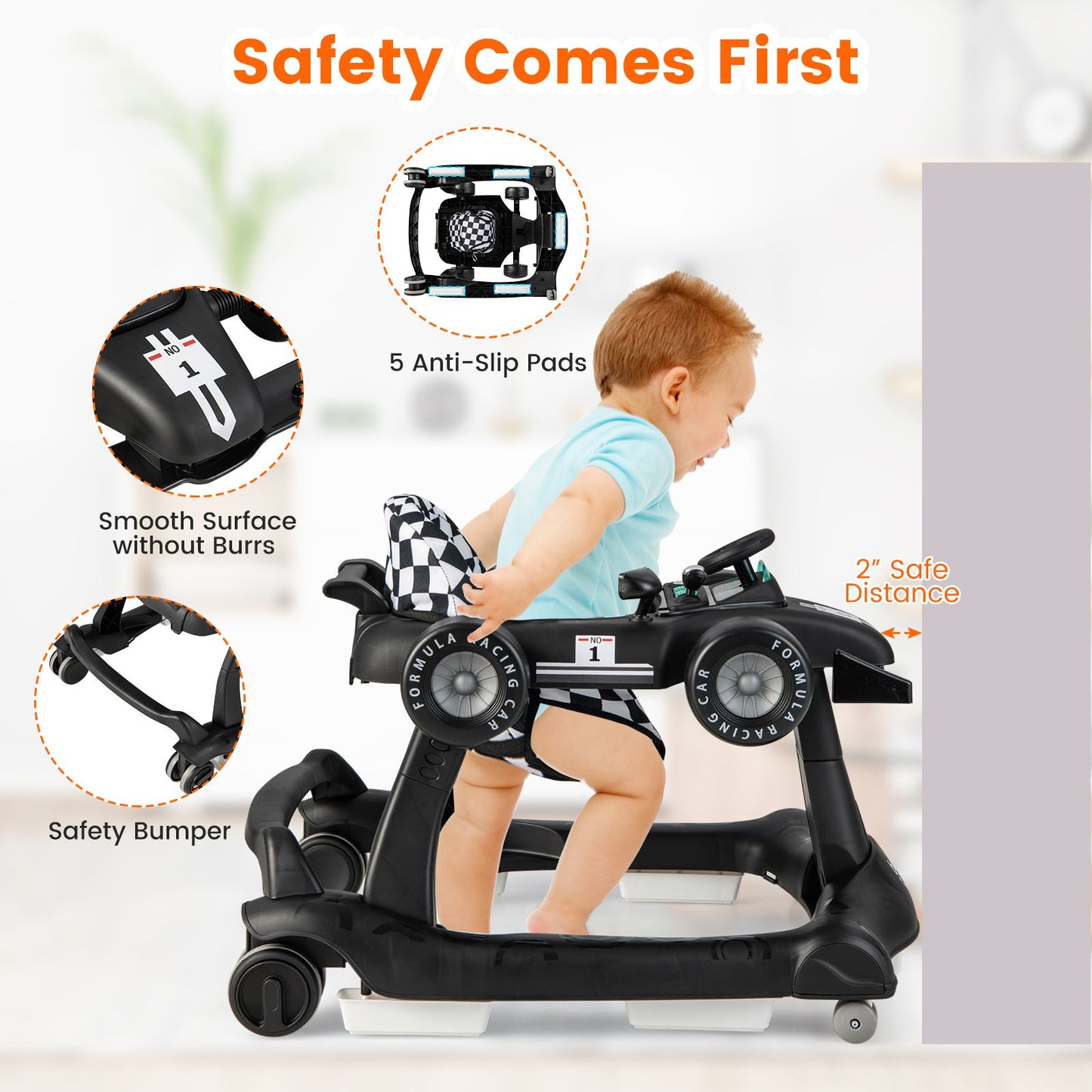 Versatile 4-in-1 Baby Push Walker - Adjustable Height & Speed for Growing Tots!