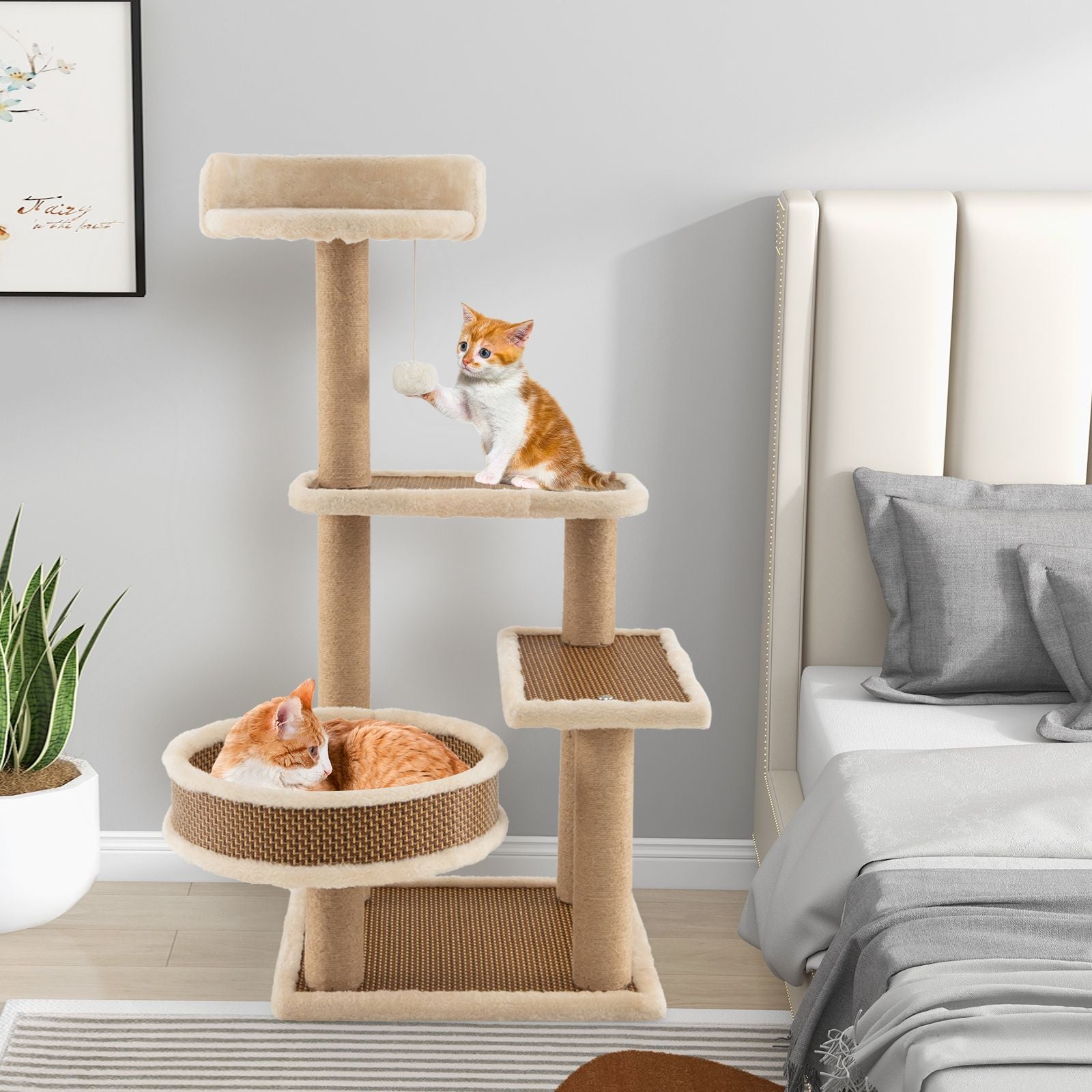 Deluxe 90 Cm Multi-Level Cat Tree Tower with Scratching Posts - Perfect Playground for Your Feline Friend!