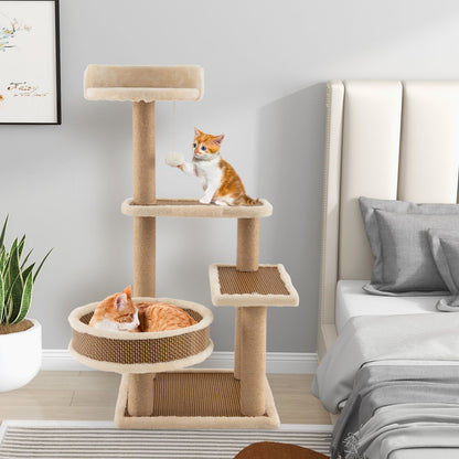 Deluxe 90 Cm Multi-Level Cat Tree Tower with Scratching Posts - Perfect Playground for Your Feline Friend!