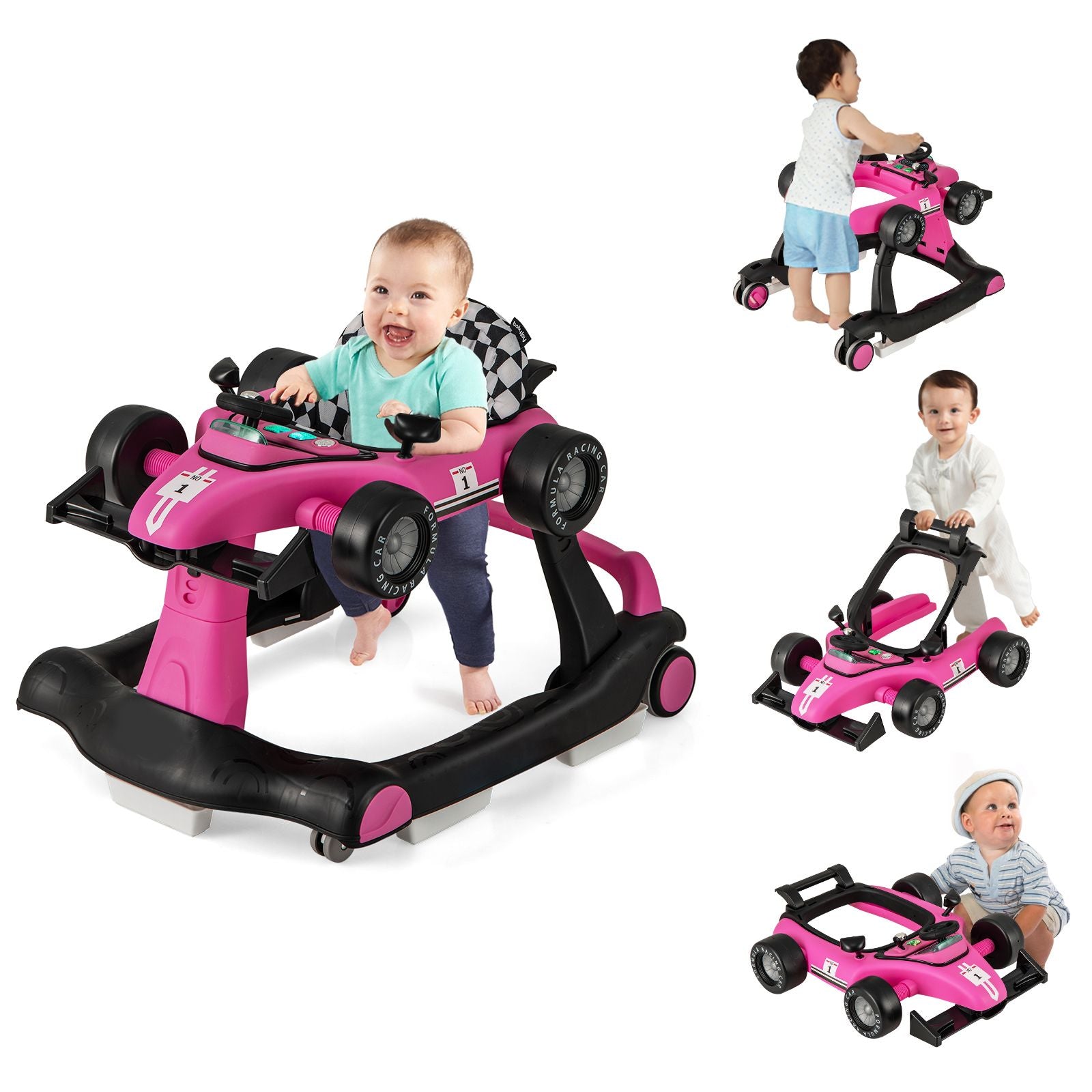 Versatile 4-in-1 Baby Push Walker - Adjustable Height & Speed for Growing Tots!