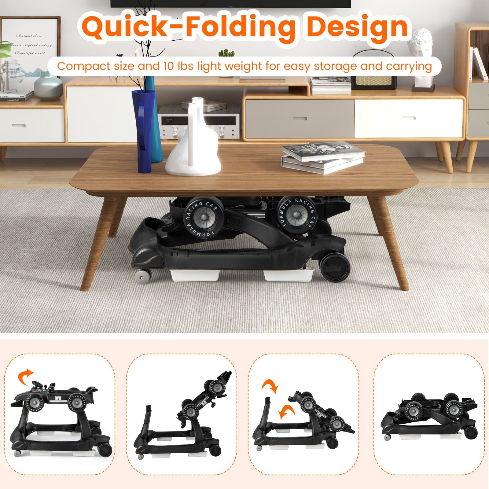 Versatile 4-in-1 Baby Push Walker - Adjustable Height & Speed for Growing Tots!