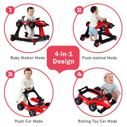 Versatile 4-in-1 Baby Push Walker - Adjustable Height & Speed for Growing Tots!