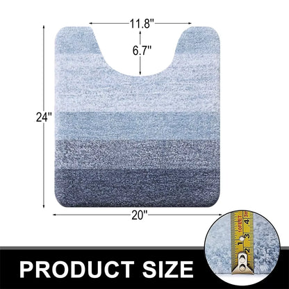 Luxury Bath Mat U-Shaped Bathroom Rugs Extra Soft Absorbent Microfiber Foot Mat Non-Slip Plush Toilet Rugs Shower Carpet