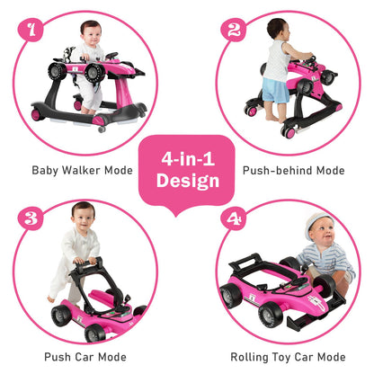 Versatile 4-in-1 Baby Push Walker - Adjustable Height & Speed for Growing Tots!