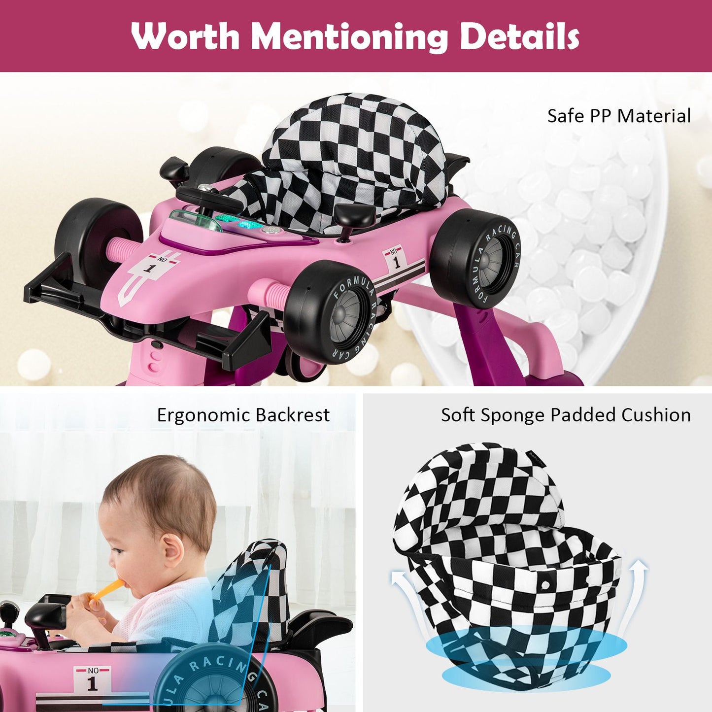 Versatile 4-in-1 Baby Push Walker - Adjustable Height & Speed for Growing Tots!