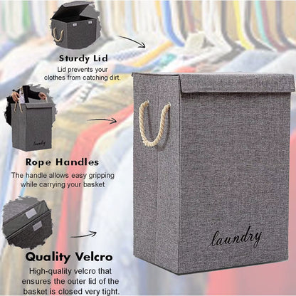 Laundry Basket Dirty Washing Clothes Storage Folding Bin Bag Hamper with Lid