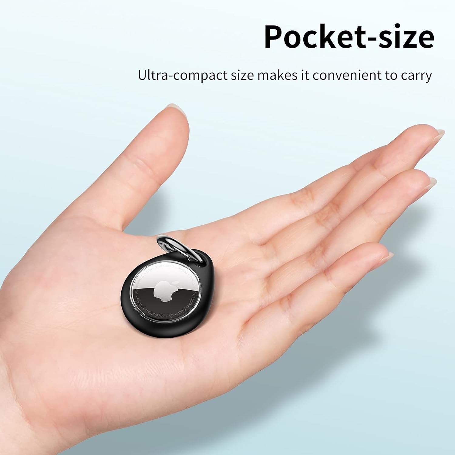 360° Protective Airtag Case - 4-Pack Keyring Holders, Scratch-Resistant Lock Design, TPU Full Cover for Keys, Bags, Luggage & Pet Collars (Black & Blue)