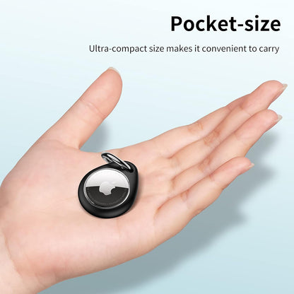 360° Protective Airtag Case - 4-Pack Keyring Holders, Scratch-Resistant Lock Design, TPU Full Cover for Keys, Bags, Luggage & Pet Collars (Black & Blue)
