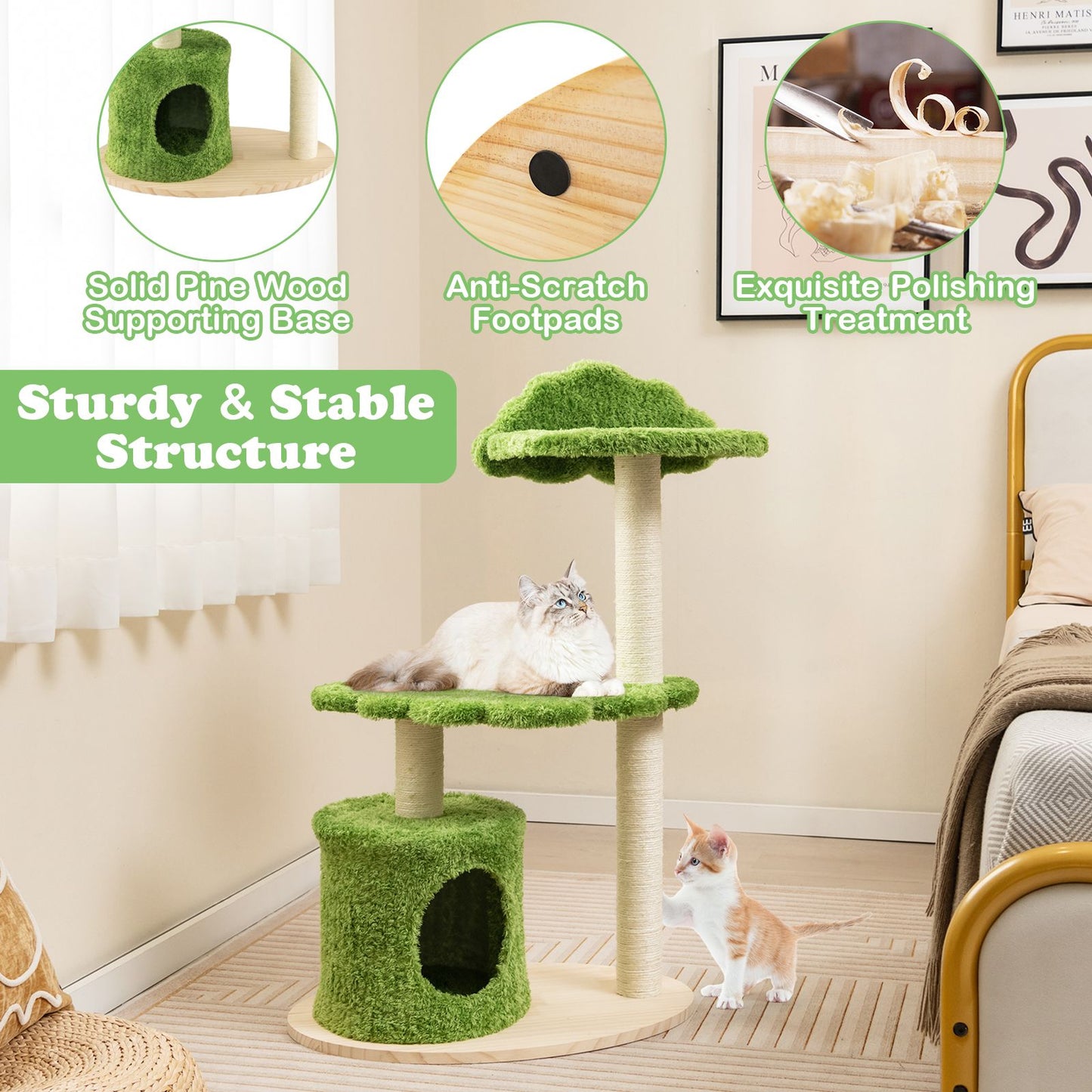 Charming 97 Cm Cat Tree with Durable Sisal Scratching Posts - Perfect for Play and Relaxation!