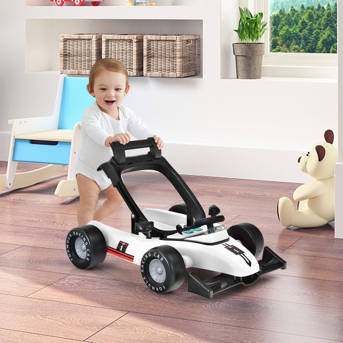 Versatile 4-in-1 Baby Push Walker - Adjustable Height & Speed for Growing Tots!