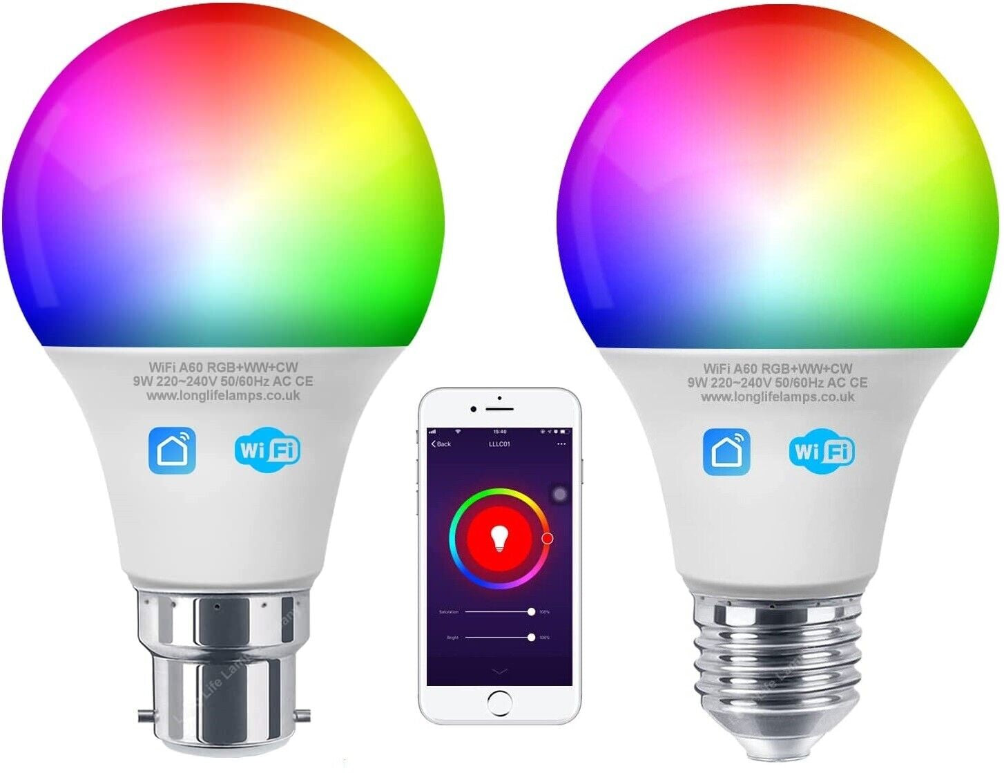 Smart WiFi RGB LED Light Bulb - Compatible with iOS, Android, Alexa & Google Home