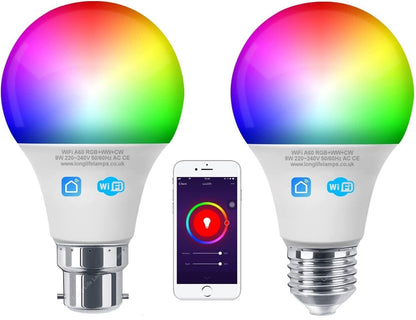 Smart WiFi RGB LED Light Bulb - Compatible with iOS, Android, Alexa & Google Home