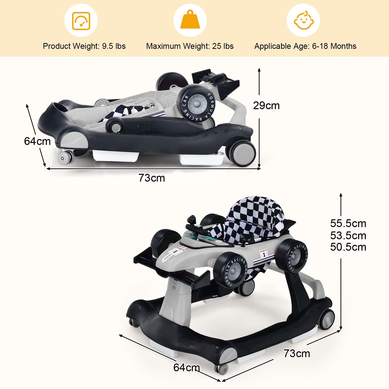 Versatile 4-in-1 Baby Push Walker - Adjustable Height & Speed for Growing Tots!