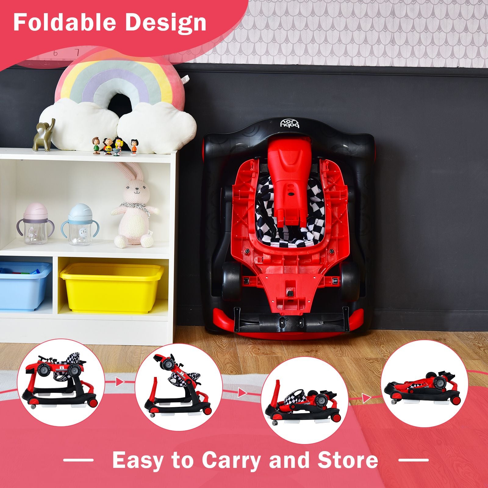 Versatile 4-in-1 Baby Push Walker - Adjustable Height & Speed for Growing Tots!