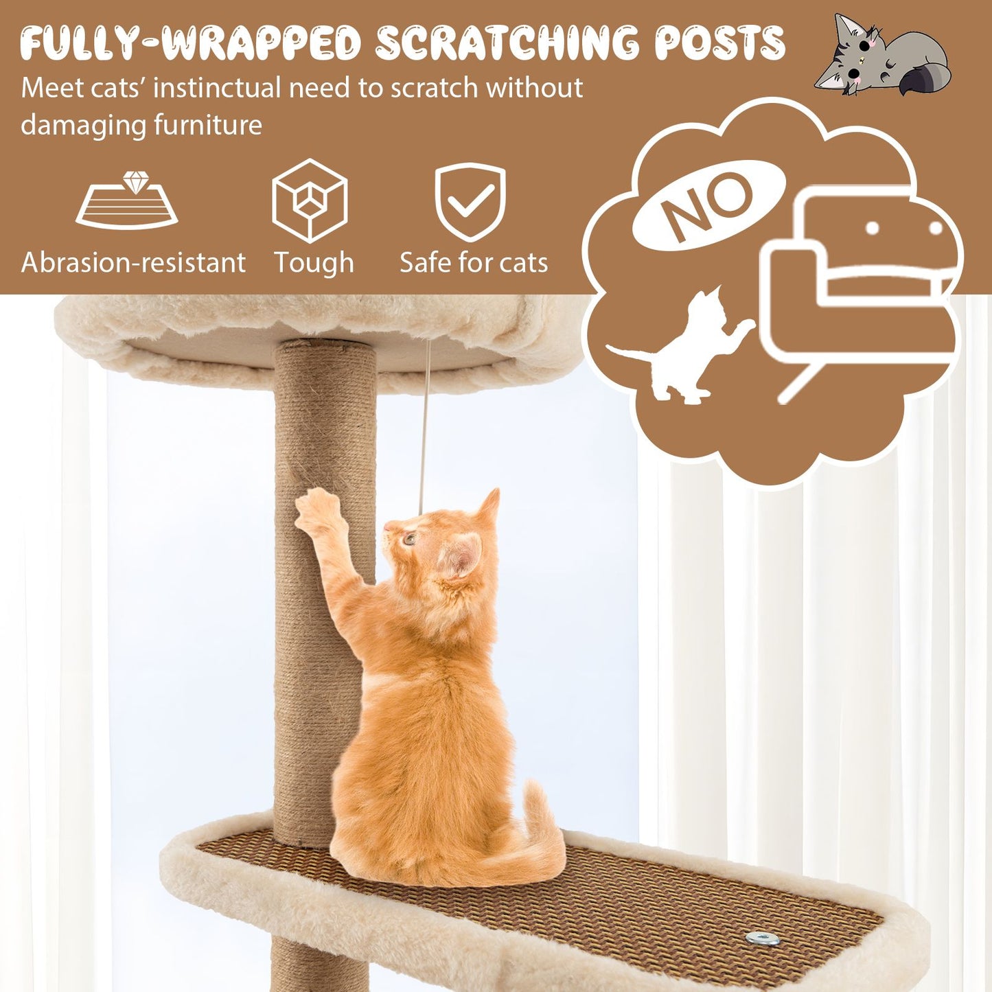 Deluxe 90 Cm Multi-Level Cat Tree Tower with Scratching Posts - Perfect Playground for Your Feline Friend!