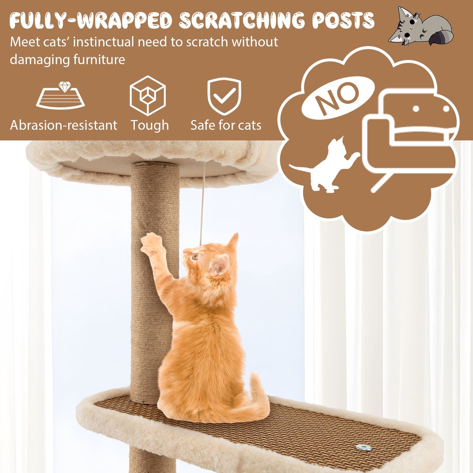 Deluxe 90 Cm Multi-Level Cat Tree Tower with Scratching Posts - Perfect Playground for Your Feline Friend!