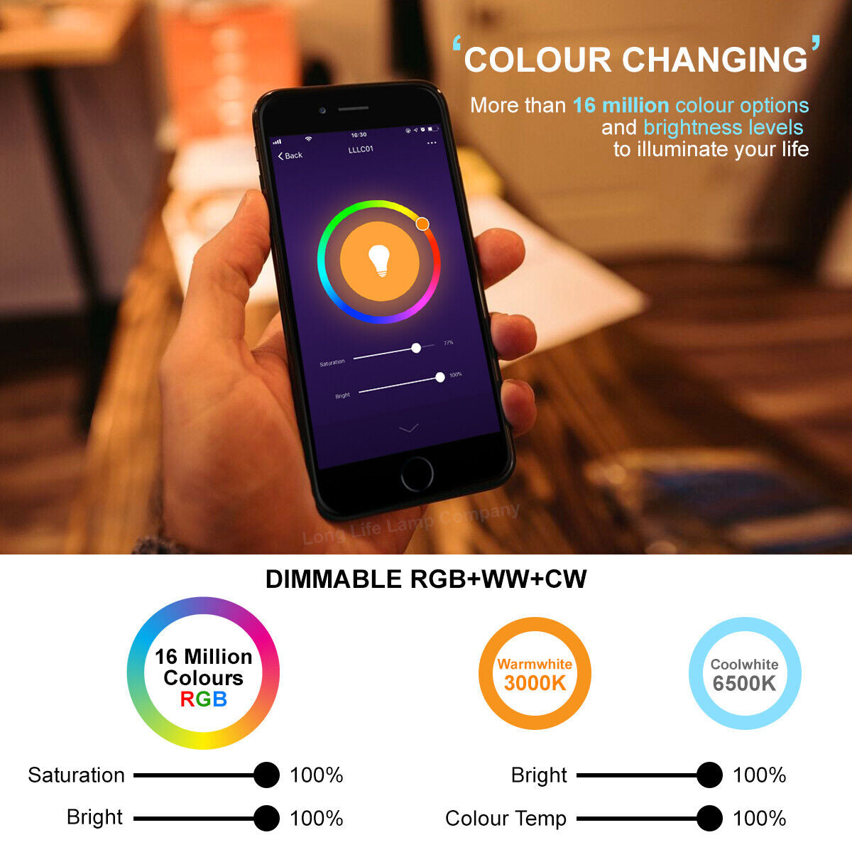 Smart WiFi RGB LED Light Bulb - Compatible with iOS, Android, Alexa & Google Home
