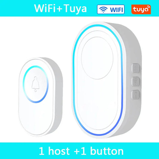 Wireless Doorbell Tuya App Intelligent Home Welcome Doorbell Waterproof Button LED Light 433Mhz Security Alarm Smart Doorbell