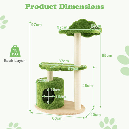 Charming 97 Cm Cat Tree with Durable Sisal Scratching Posts - Perfect for Play and Relaxation!