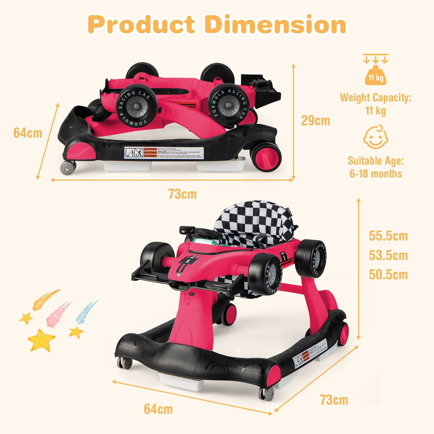 Versatile 4-in-1 Baby Push Walker - Adjustable Height & Speed for Growing Tots!