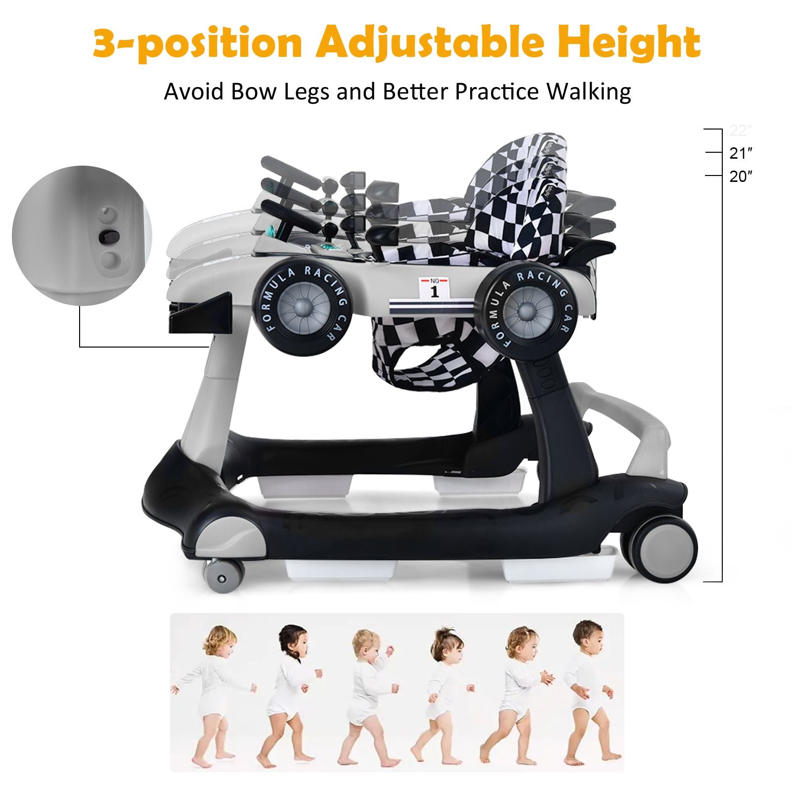 Versatile 4-in-1 Baby Push Walker - Adjustable Height & Speed for Growing Tots!