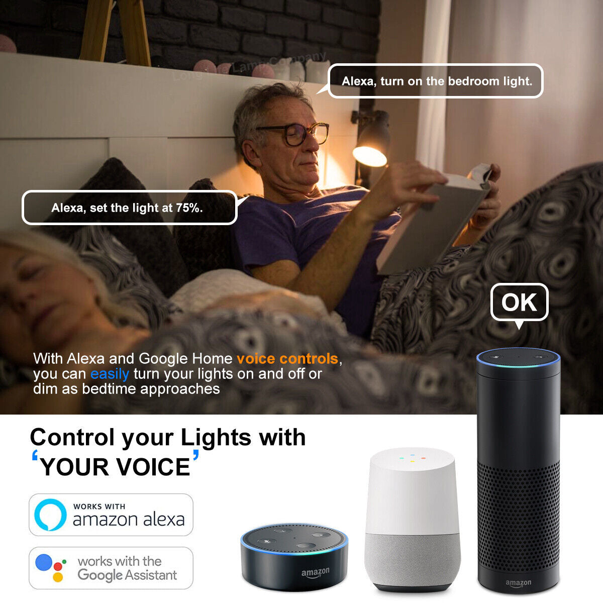 Smart WiFi RGB LED Light Bulb - Compatible with iOS, Android, Alexa & Google Home
