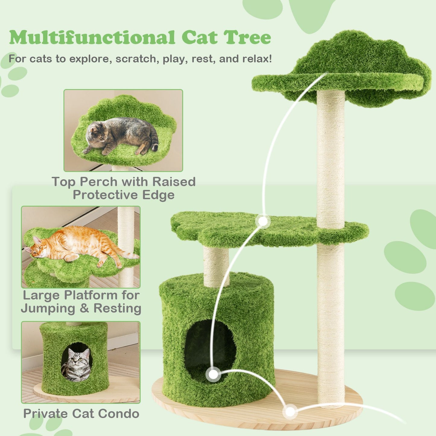 Charming 97 Cm Cat Tree with Durable Sisal Scratching Posts - Perfect for Play and Relaxation!
