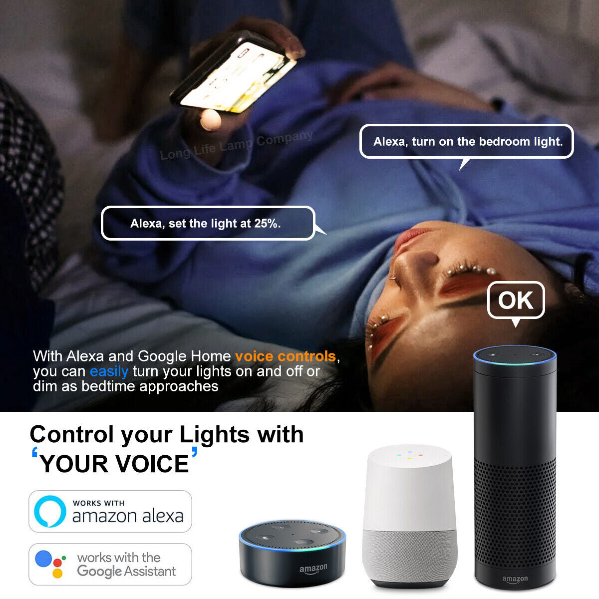 Smart WiFi RGB LED Light Bulb - Compatible with iOS, Android, Alexa & Google Home