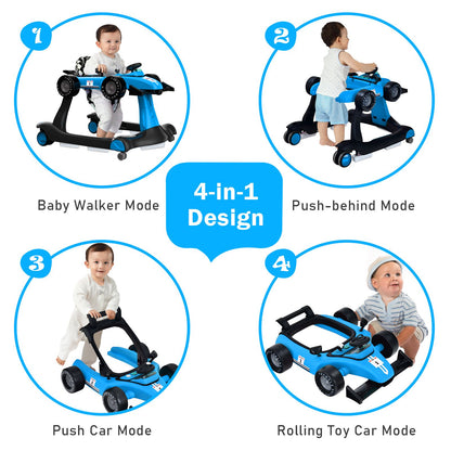 Versatile 4-in-1 Baby Push Walker - Adjustable Height & Speed for Growing Tots!