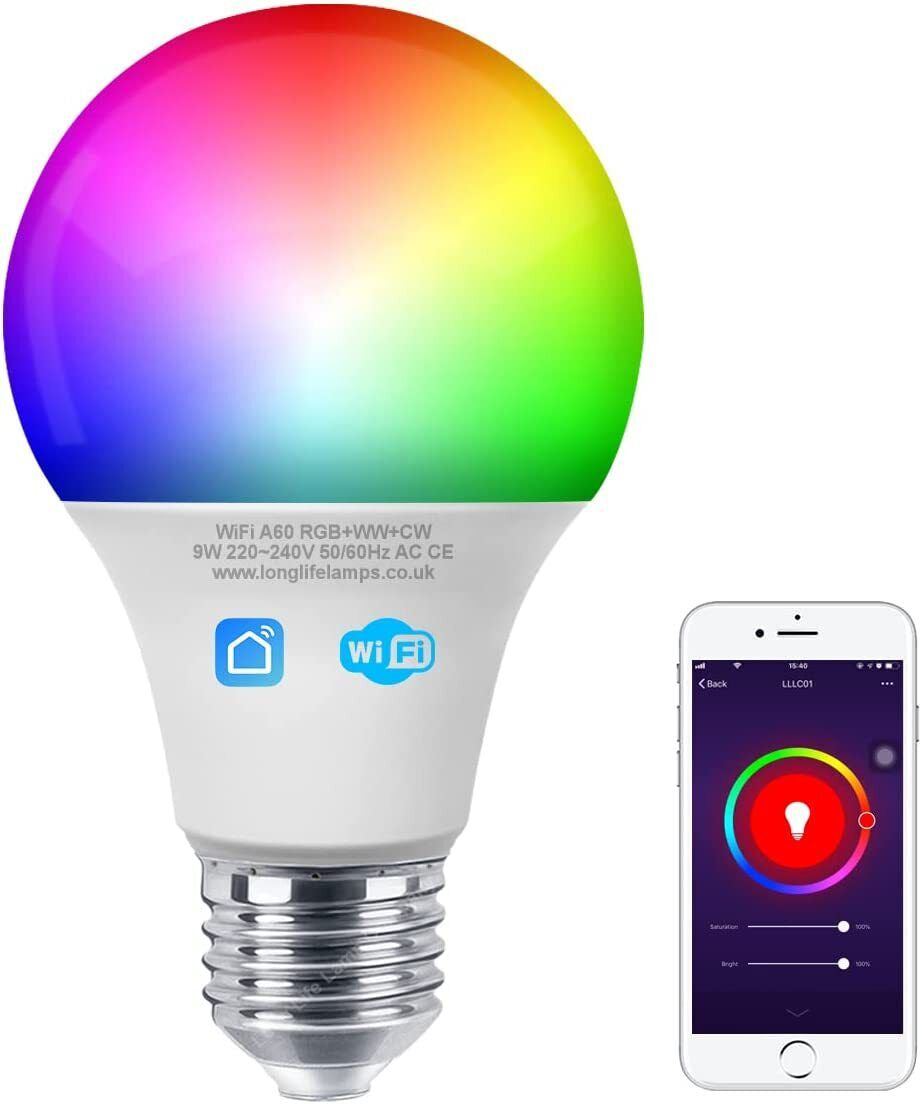 Smart WiFi RGB LED Light Bulb - Compatible with iOS, Android, Alexa & Google Home