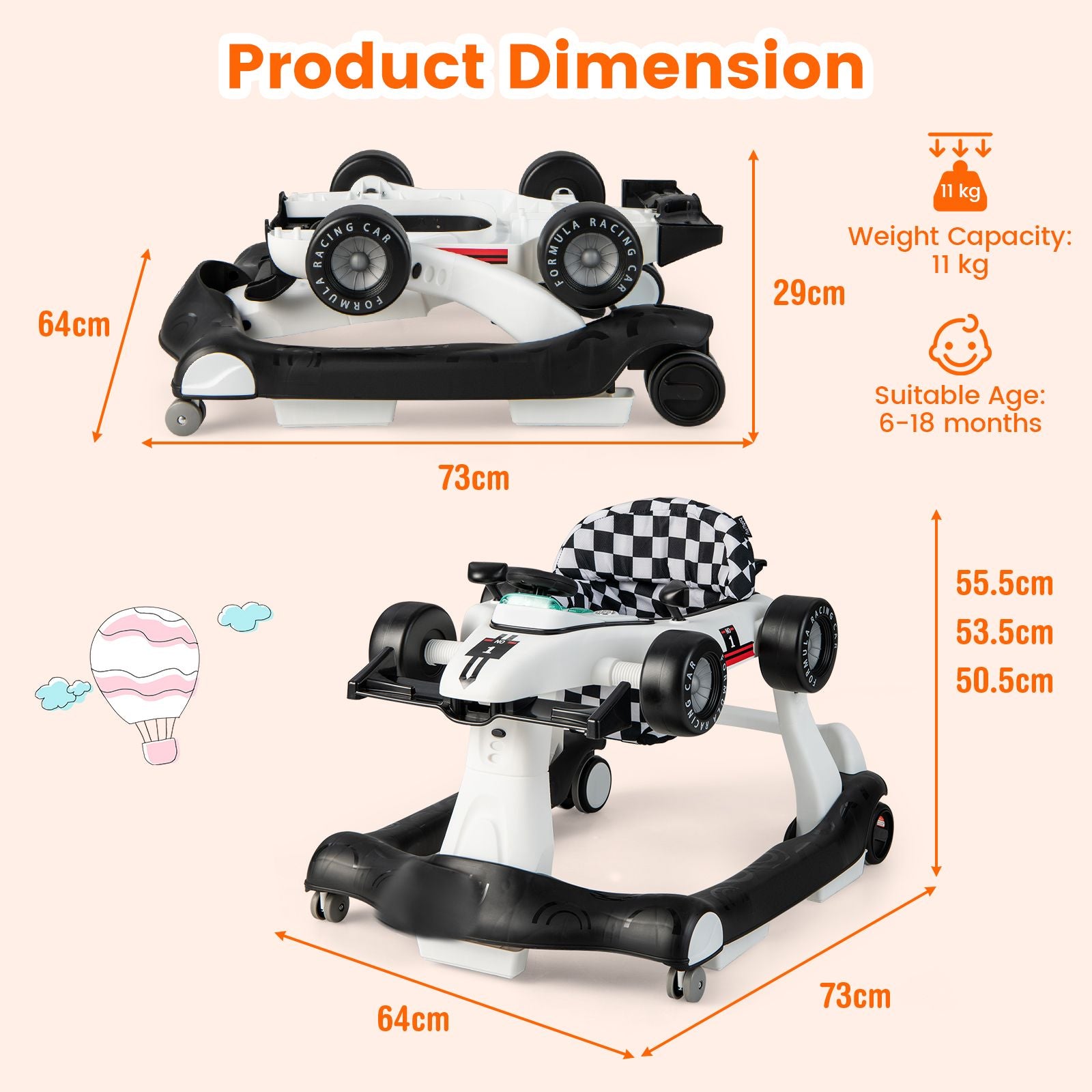 Versatile 4-in-1 Baby Push Walker - Adjustable Height & Speed for Growing Tots!
