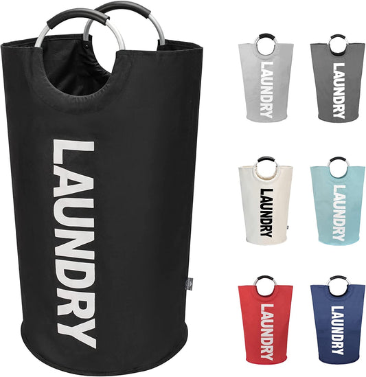 Spacious 90L Collapsible Laundry Basket - Stylish Black Freestanding Hamper for Easy Washing & Organization