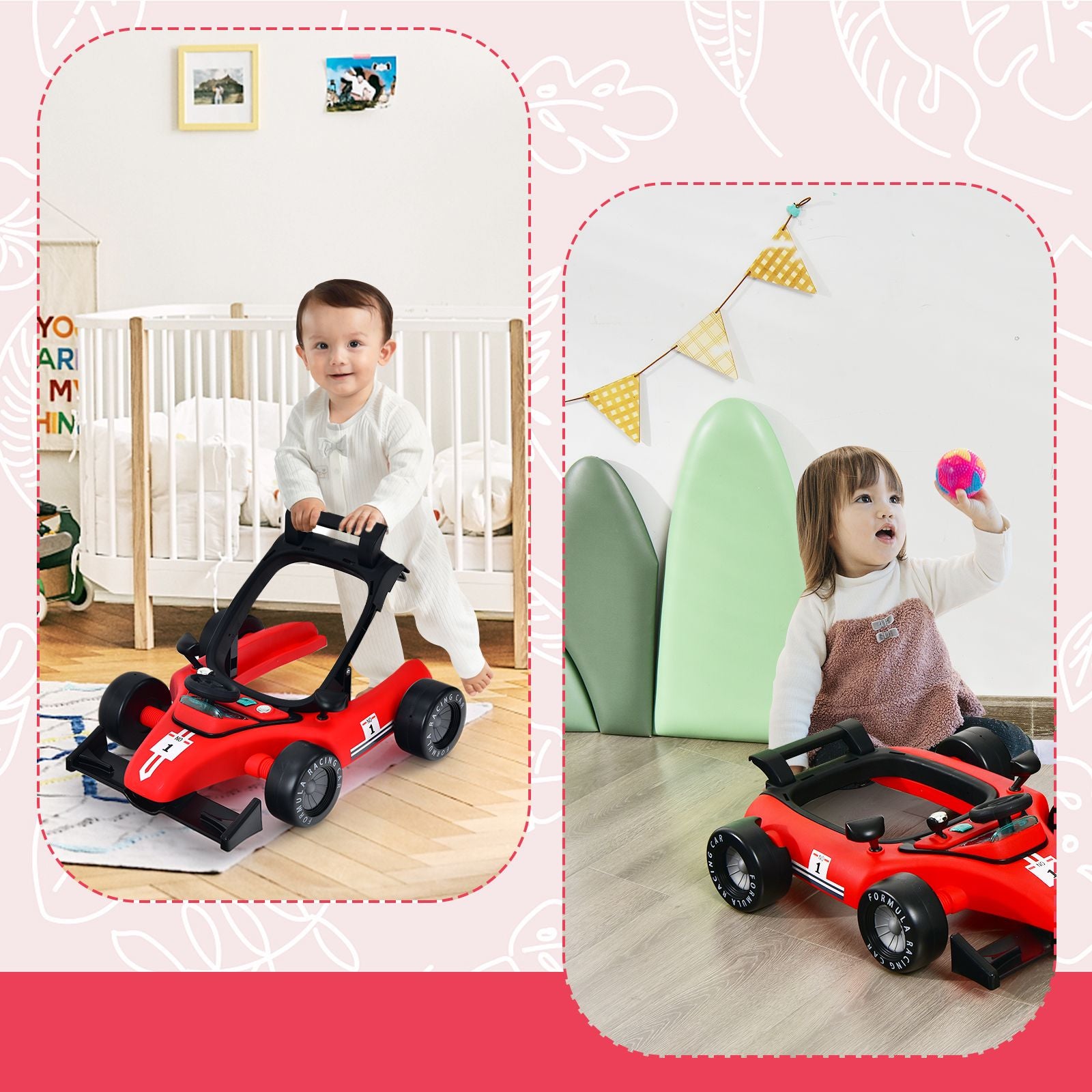 Versatile 4-in-1 Baby Push Walker - Adjustable Height & Speed for Growing Tots!