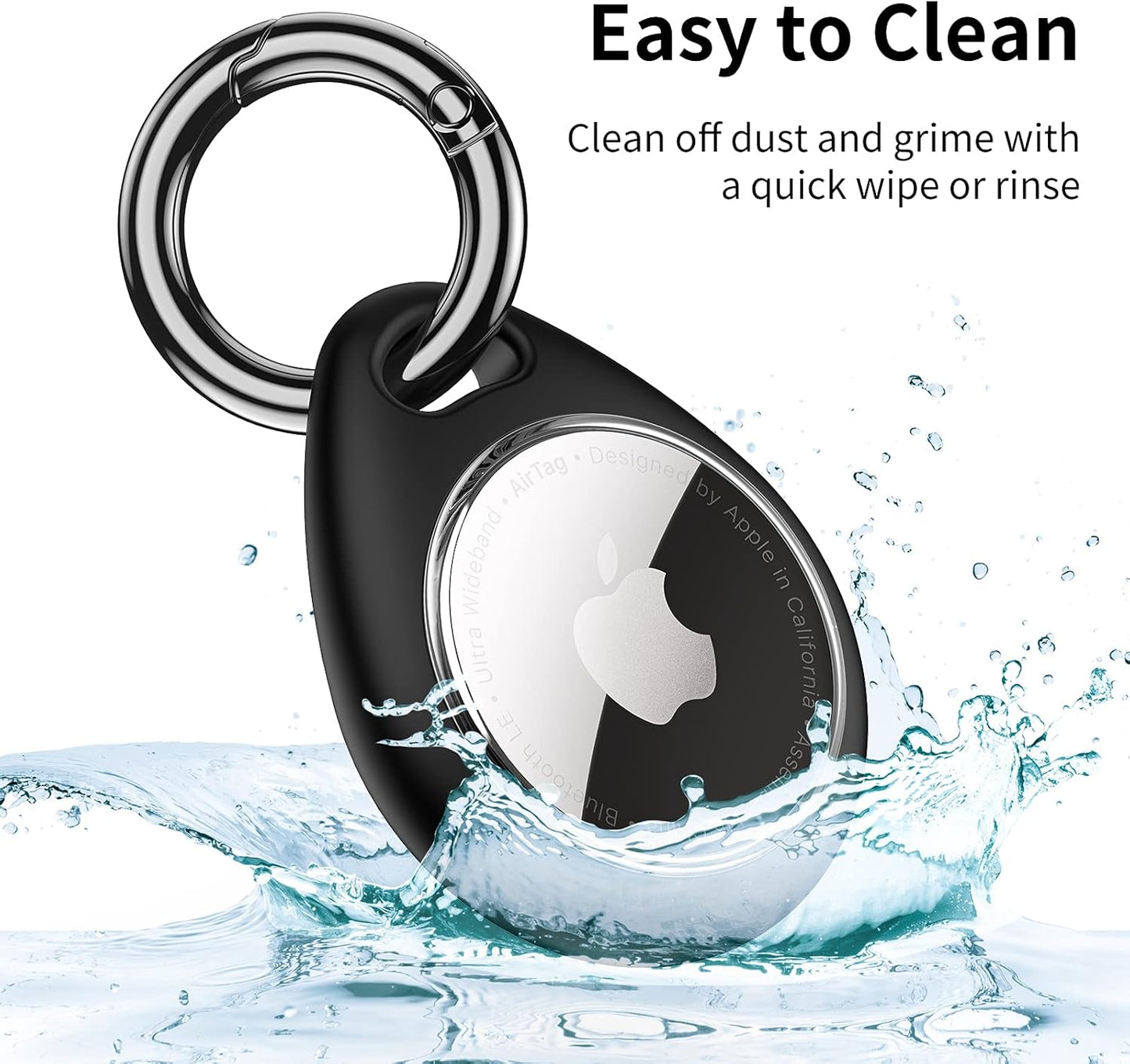 360° Protective Airtag Case - 4-Pack Keyring Holders, Scratch-Resistant Lock Design, TPU Full Cover for Keys, Bags, Luggage & Pet Collars (Black & Blue)