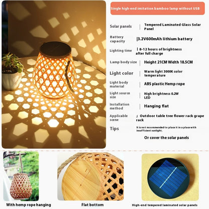 Illuminate Your Outdoors with Waterproof Solar Lanterns - High Brightness Bamboo Weave Hanging Table Lamp Decor