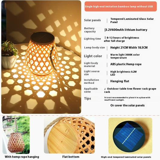 Illuminate Your Outdoors with Waterproof Solar Lanterns - High Brightness Bamboo Weave Hanging Table Lamp Decor