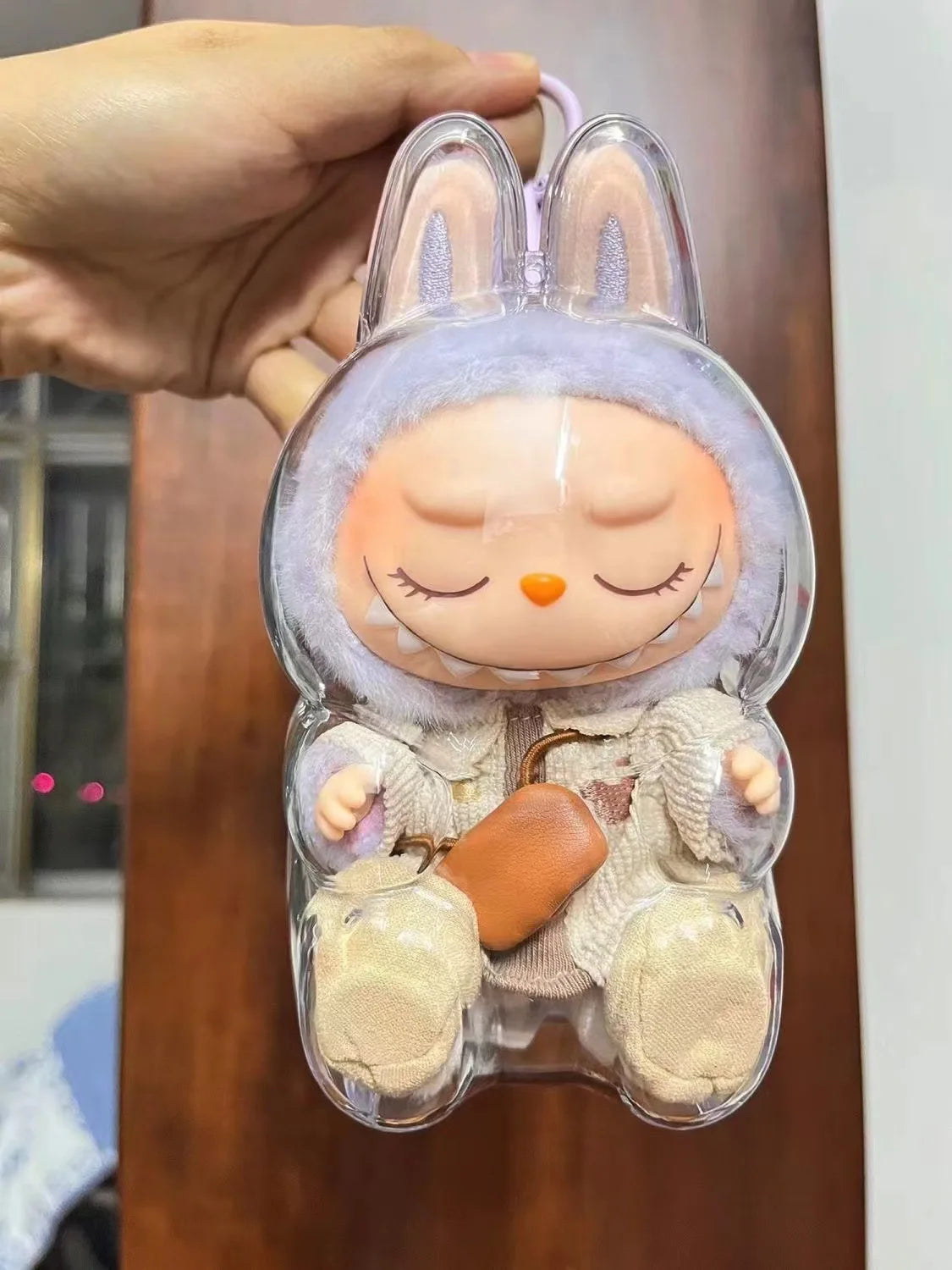 LABUBU V1 V2 transparent protective shell macaron standing protective cover