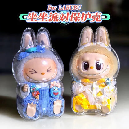 LABUBU V1 V2 transparent protective shell macaron standing protective cover