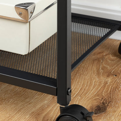 Under Desk Printer Stand Printer Cart with Storage Shelf 2-Tier Mobile Printer Table on Wheels Heavy Duty Machine Storage Rack