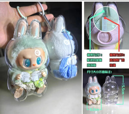 LABUBU V1 V2 transparent protective shell macaron standing protective cover